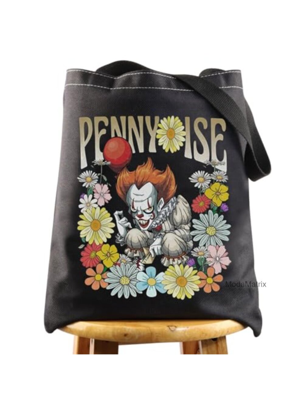 WZMPA Clown Face Tote Bag Cotton Canvas Shoulder Bag Movie Fans Gift